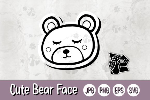 Cute Bear Face Line JPG PNG EPS SVG Review