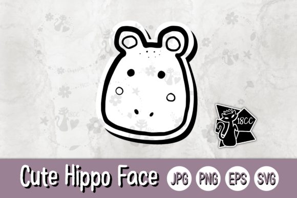 Cute Hippo Face Line JPG PNG EPS SVG Review