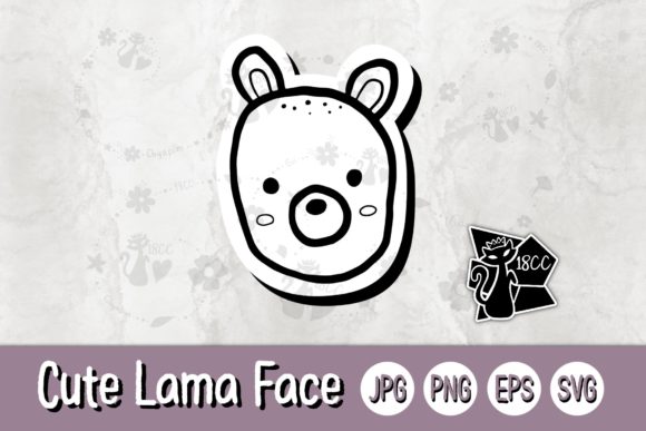 Cute Lama Face Line JPG PNG EPS SVG Review