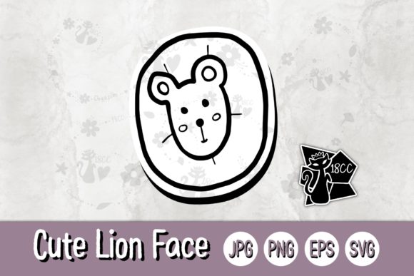 Cute Lion Face Line JPG PNG EPS SVG Review
