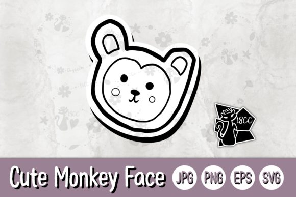 Cute Monkey Face Line JPG PNG EPS SVG Review