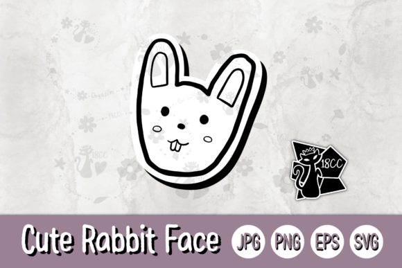 Cute Rabbit Face Line JPG PNG EPS SVG Review