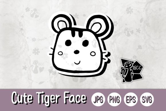 Cute Tiger Face Line JPG PNG EPS SVG Review