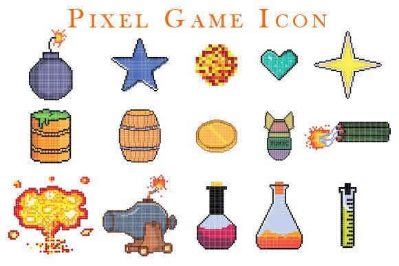 Review: 8 Bit Pixel Art Game Icon Set for Embroidery